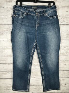 Silver Jeans Natsuki Capri Cropped Mid Rise Stretch Blue Jeans Women’s Sz 16